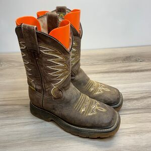 Old Corral Men US 7 Mexico 25 1/2 Brown Week Square Leather Boots Western Cowboy